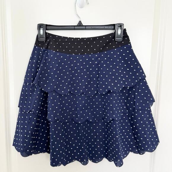 Marysia Resort Tiered Scalloped Polka Dot Skirt Blue Black XS - Picture 1 of 5